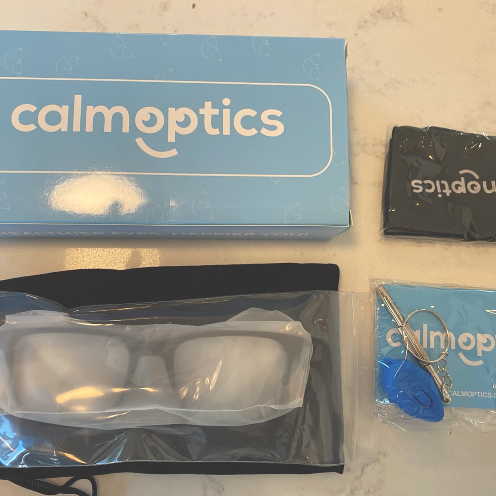 Calmoptics blue light blocking glasses, new